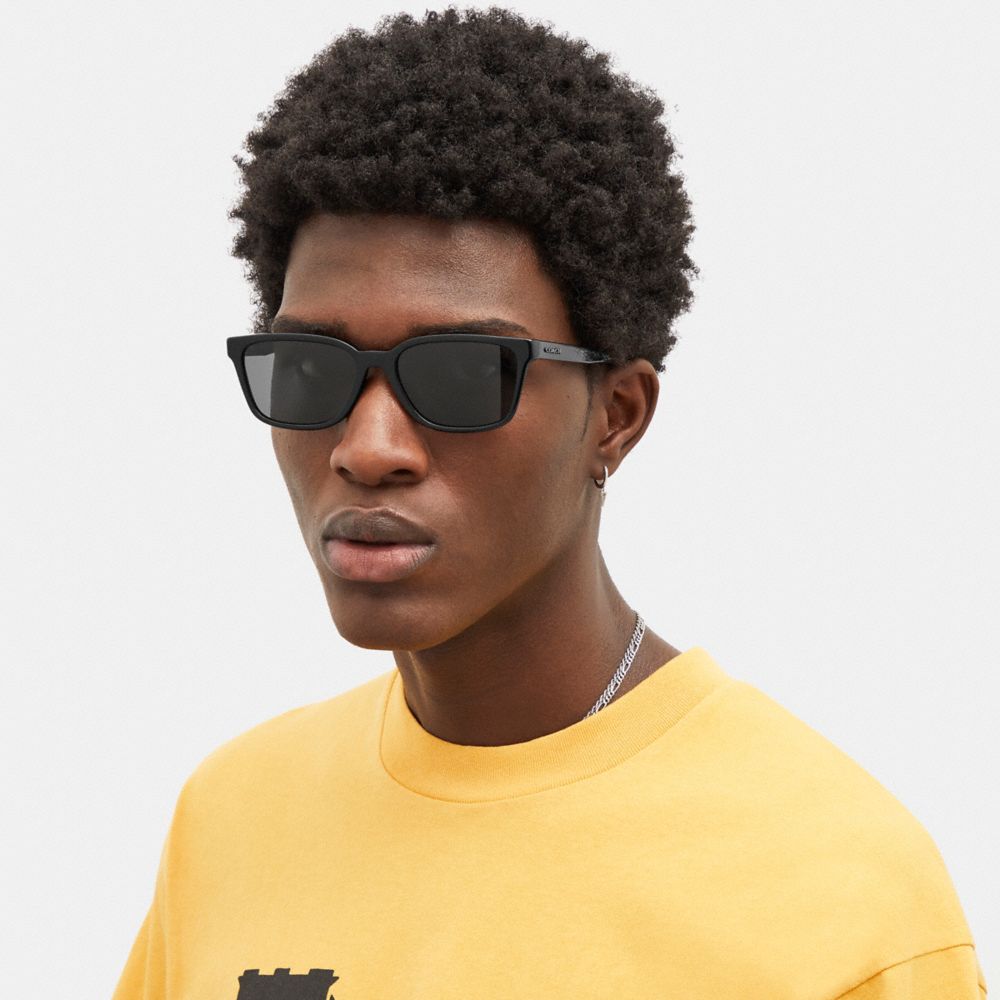 Black Coach Signature Workmark Square Sunglasses | COH866340