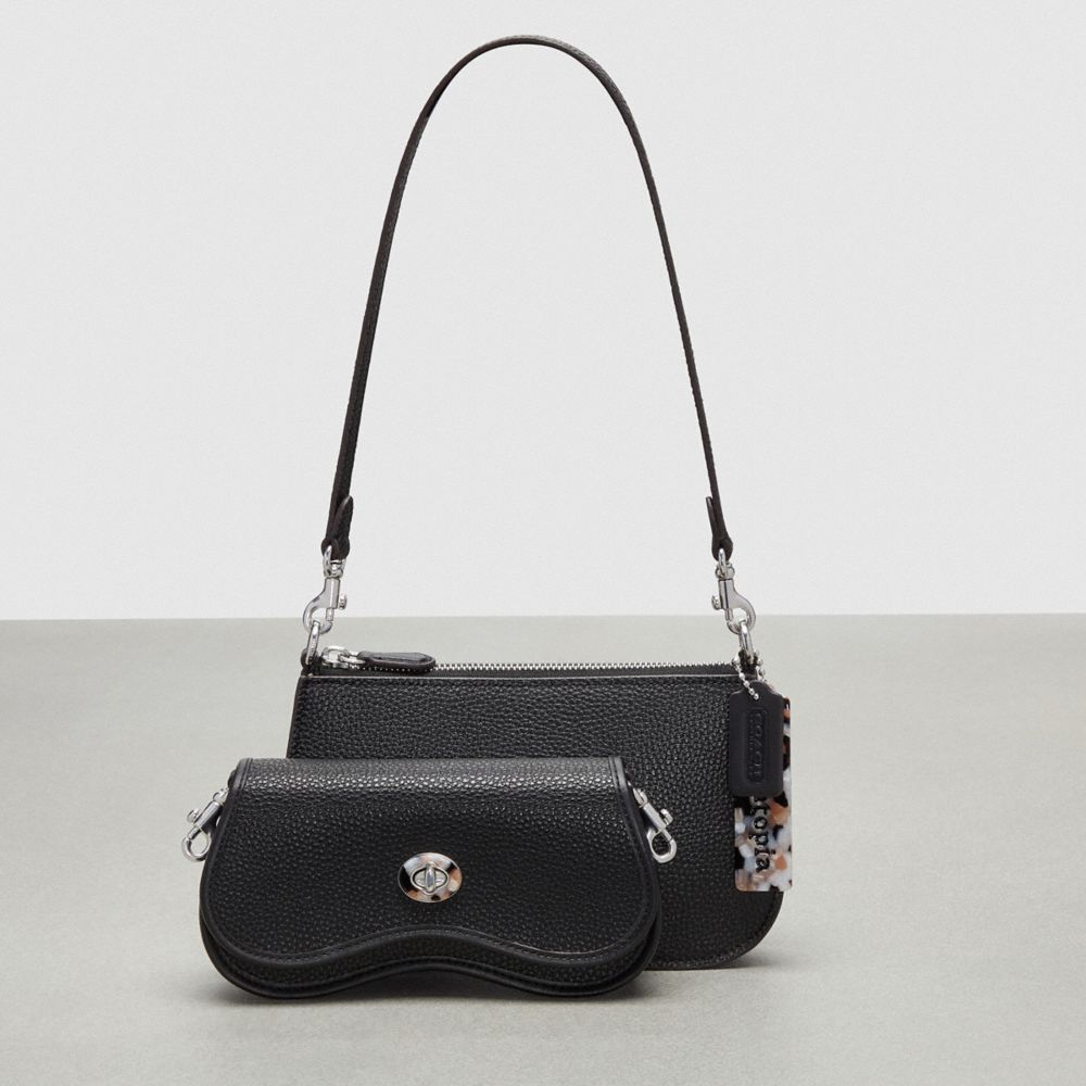 Black Coach Wavy Double Pouch Bag | COH864757