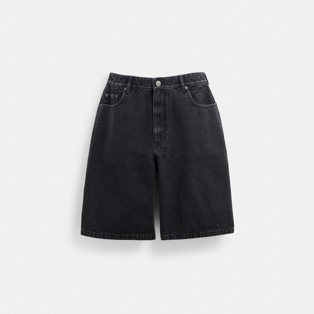 Black Denim Coach Black Denim Shorts In Organic Cotton | COH866948