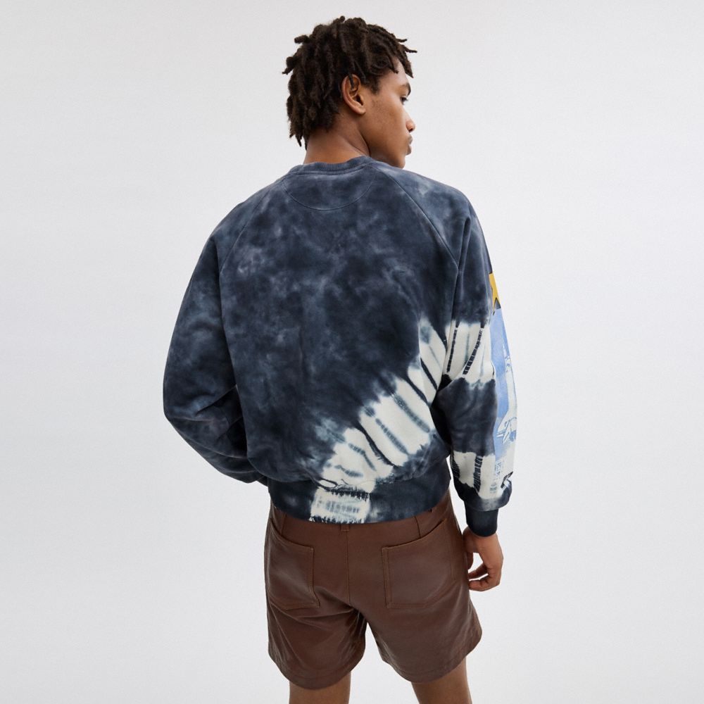Black White Multi Coach Tie Dye Graphic Crewneck Sweatshirt In Organic Cotton | COH866929
