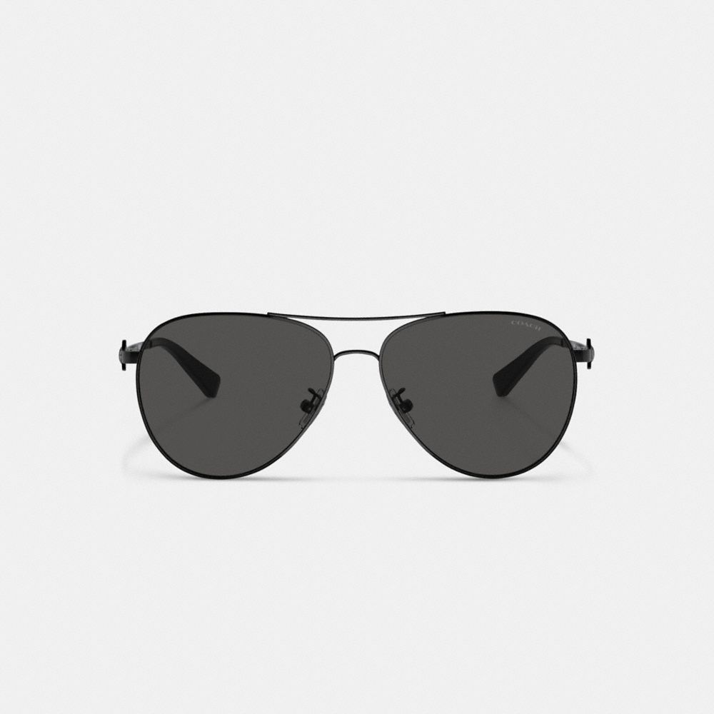 Blackout/Black Coach Metal Aviator Sunglasses | COH866345