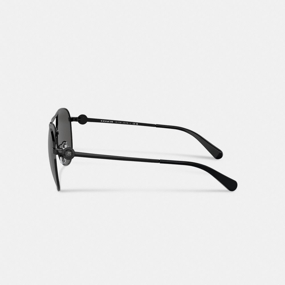 Blackout/Black Coach Metal Aviator Sunglasses | COH866345