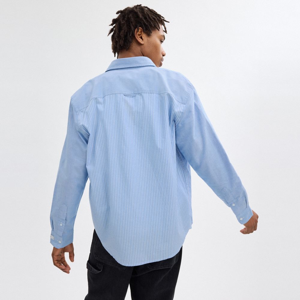 Blue/White Coach Mix Media Shirt | COH866917