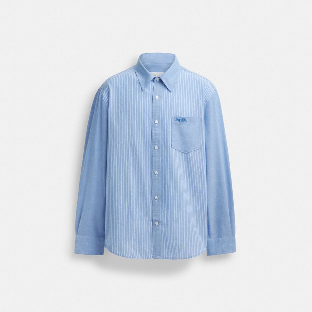 Blue/White Coach Mix Media Shirt | COH866917