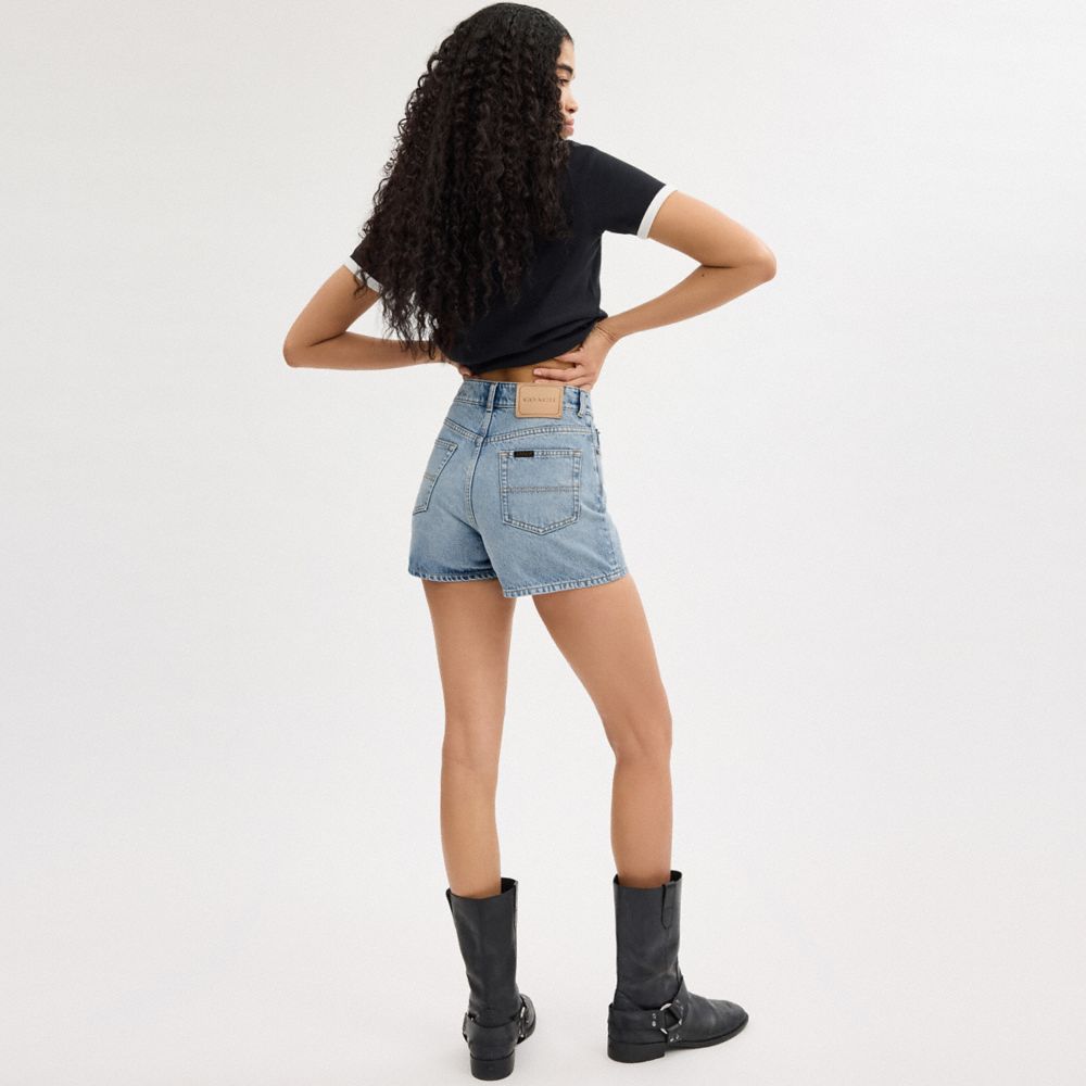 Blue Coach Denim Shorts In Organic Cotton | COH866038