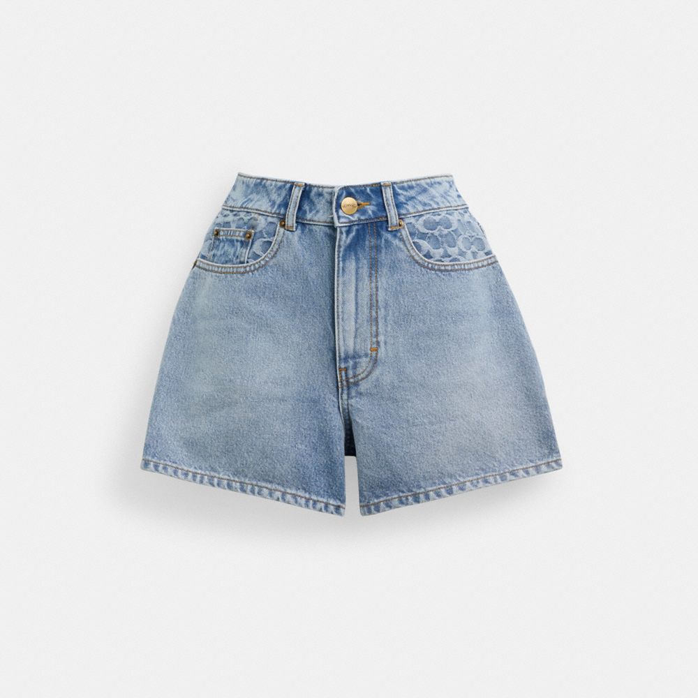 Blue Coach Denim Shorts In Organic Cotton | COH866038
