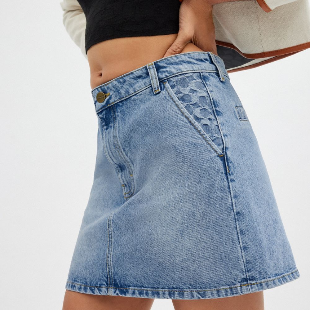 Blue Coach Denim Skirt | COH866037