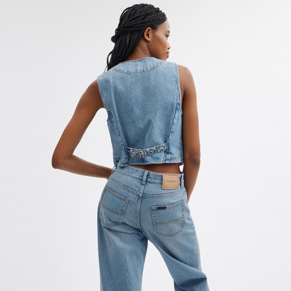 Blue Coach Denim Vest In Organic Cotton | COH865987