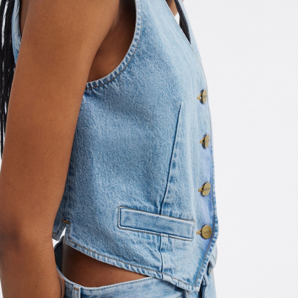 Blue Coach Denim Vest In Organic Cotton | COH865987