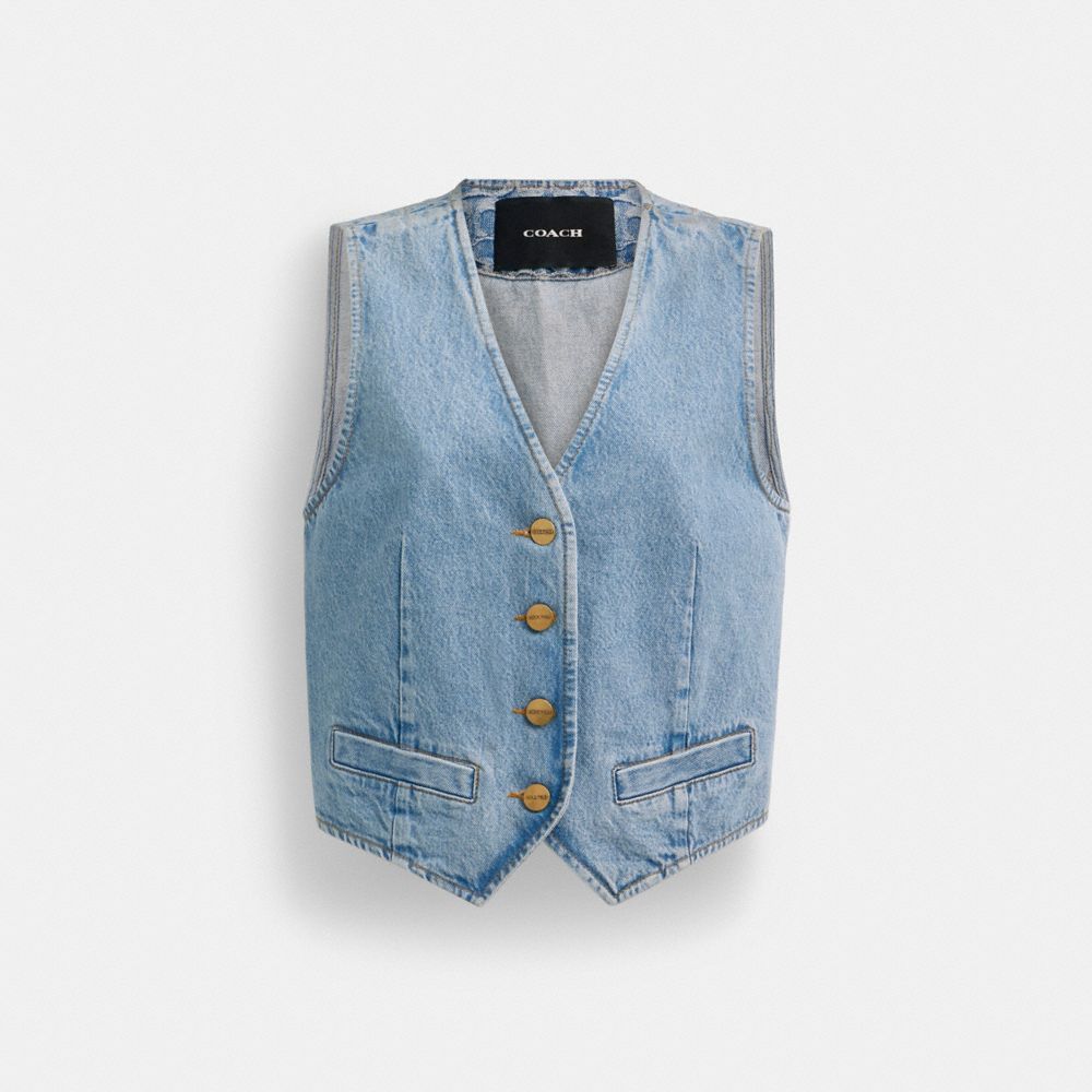 Blue Coach Denim Vest In Organic Cotton | COH865987