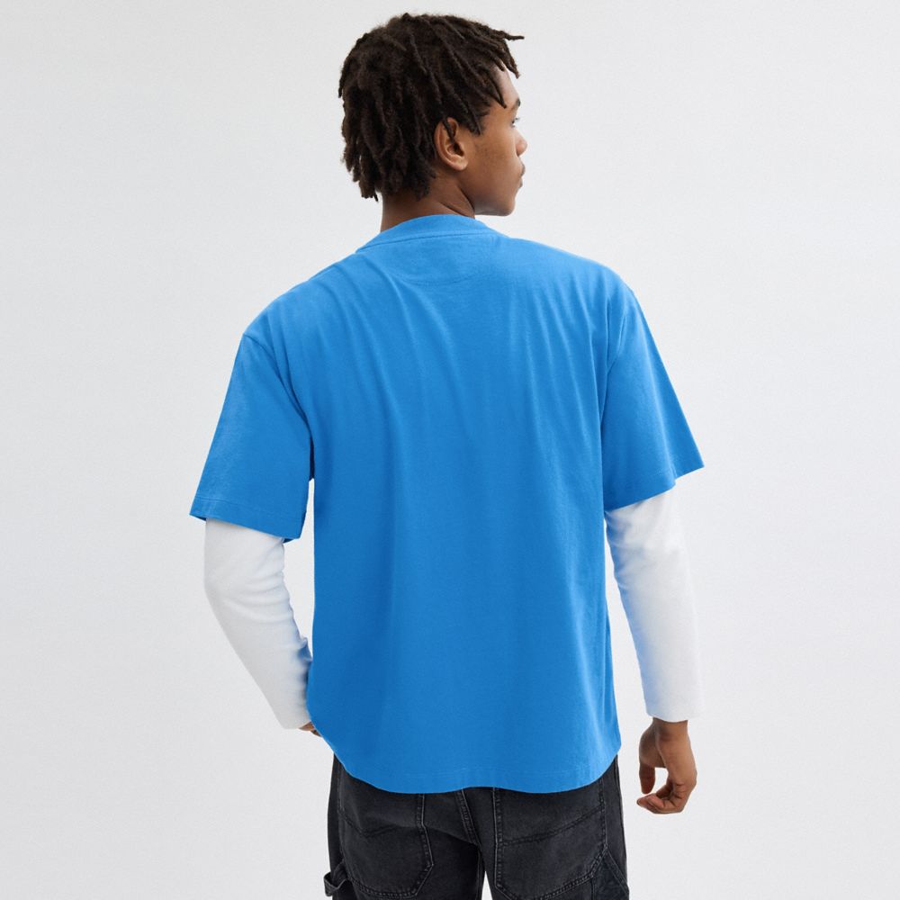 Blue Coach Rexy T Shirt In Organic Cotton | COH866906