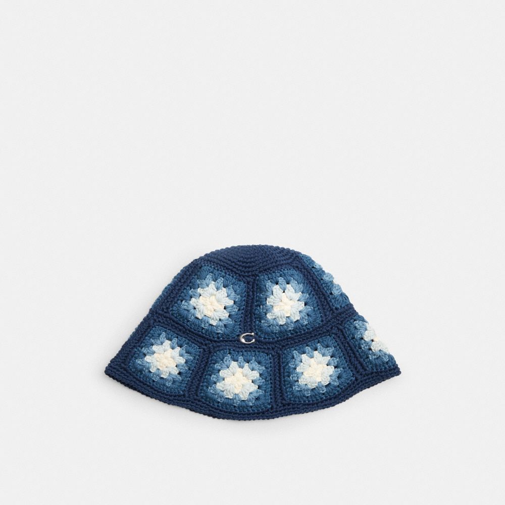 Blue Coach Tie Dye Crochet Bucket Hat | COH866420