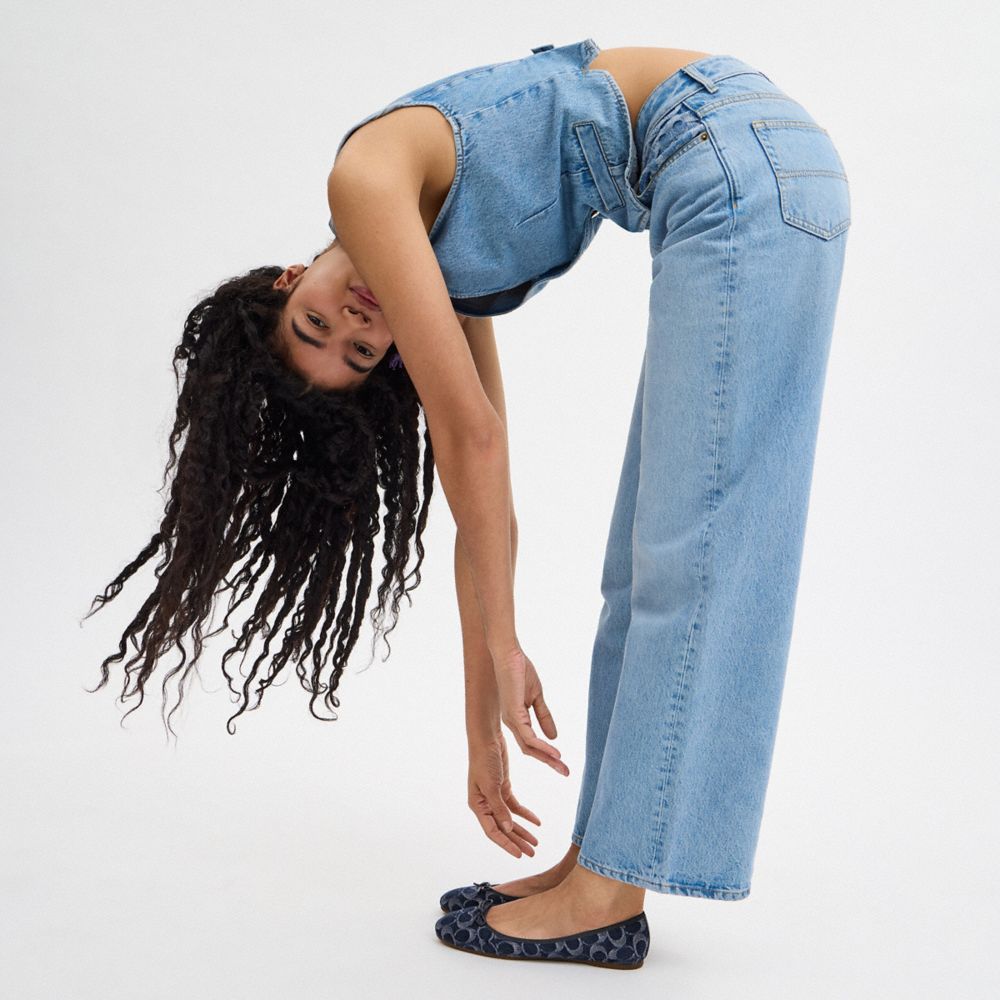 Blue Denim Coach Abigail Flat In Signature Denim | COH865793