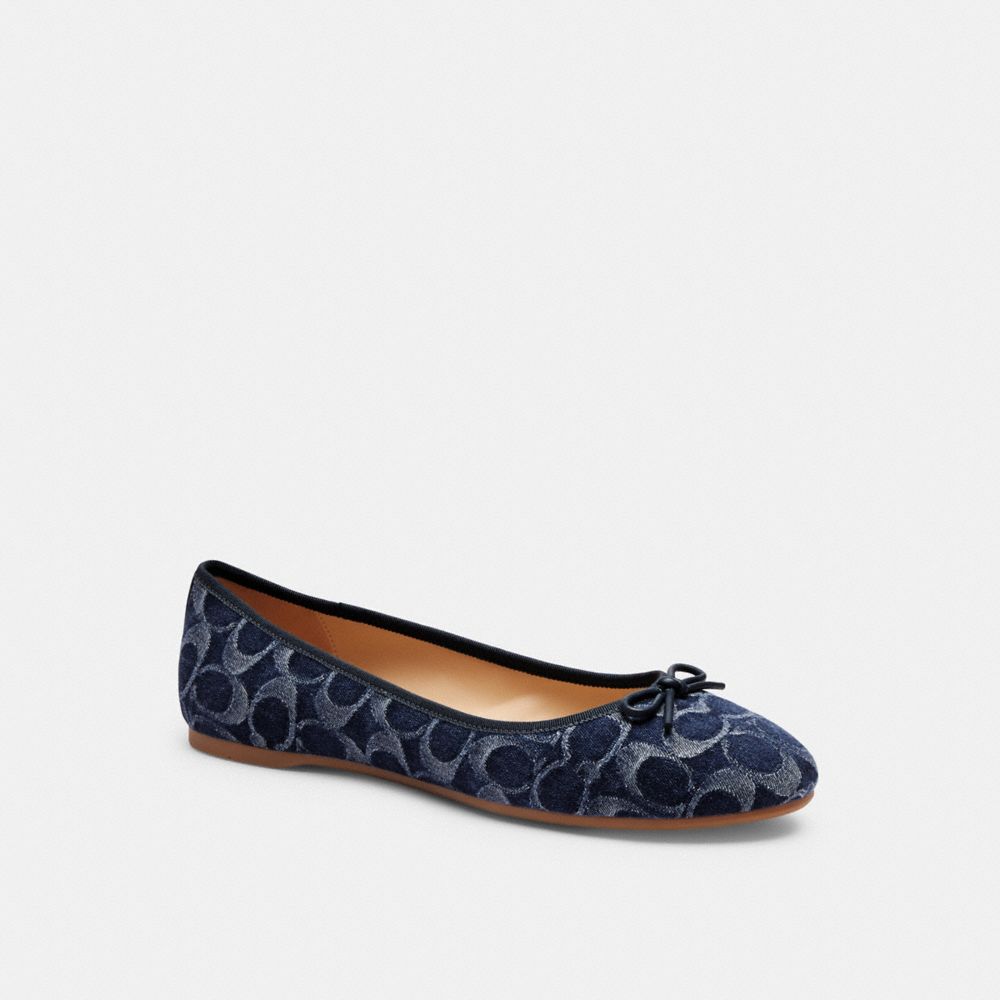 Blue Denim Coach Abigail Flat In Signature Denim | COH865793