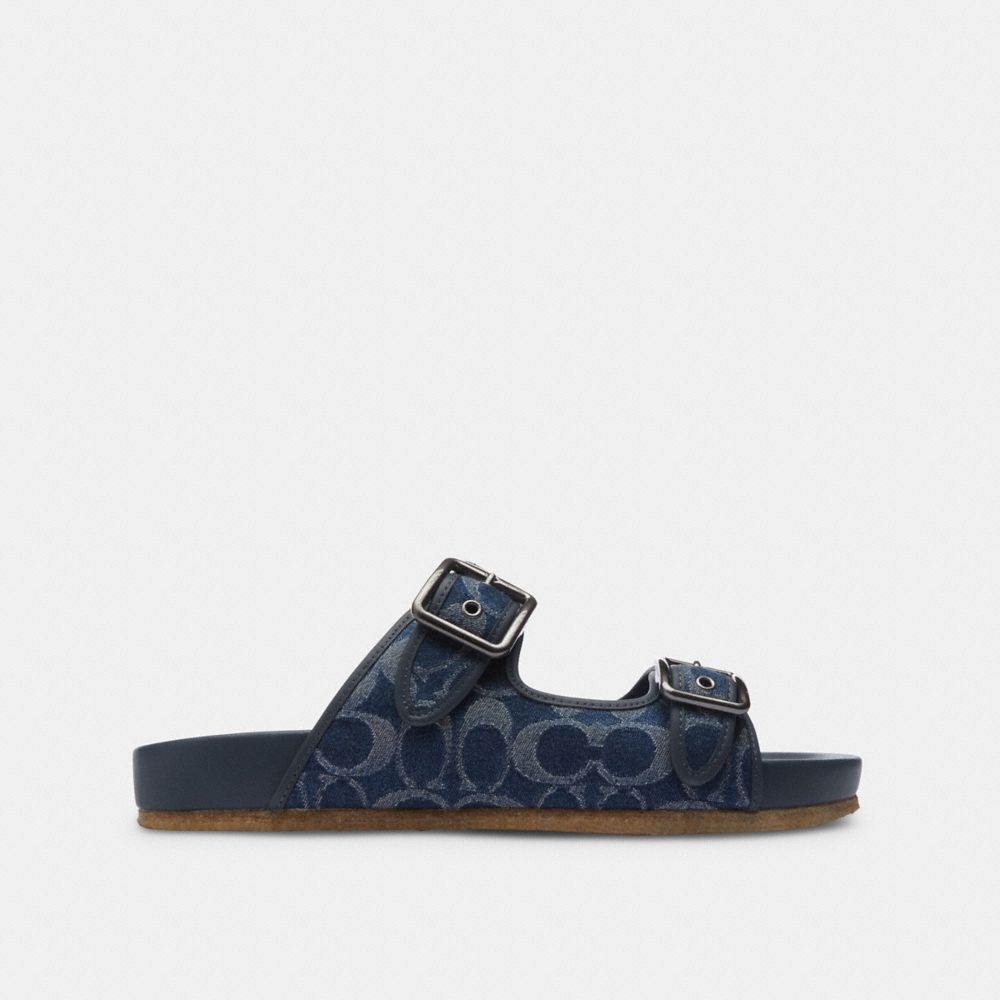 Blue Denim Coach Buckle Strap Sandal In Signature Denim | COH866848