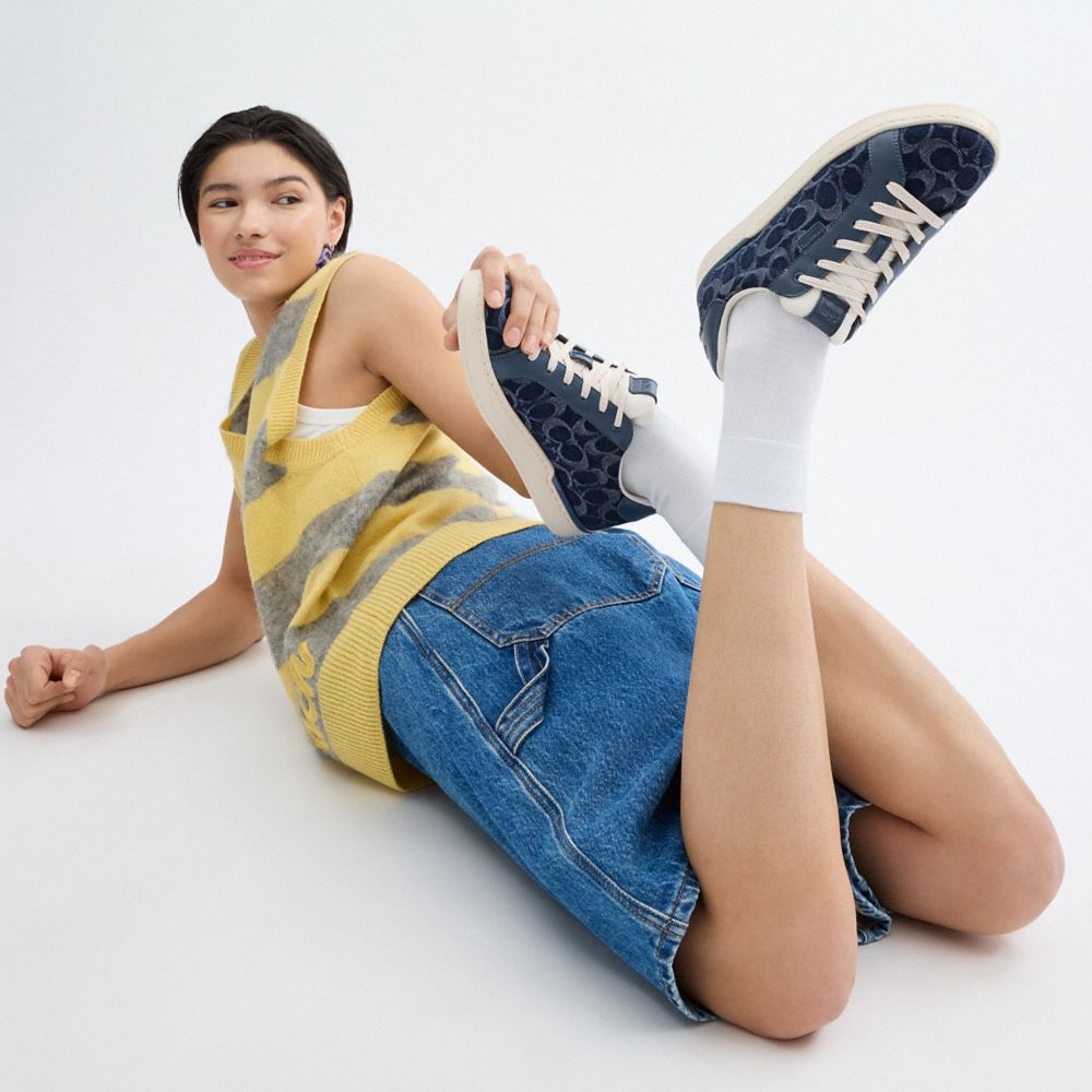 Blue Denim Coach Lowline Low Top Sneaker In Signature Denim | COH865832