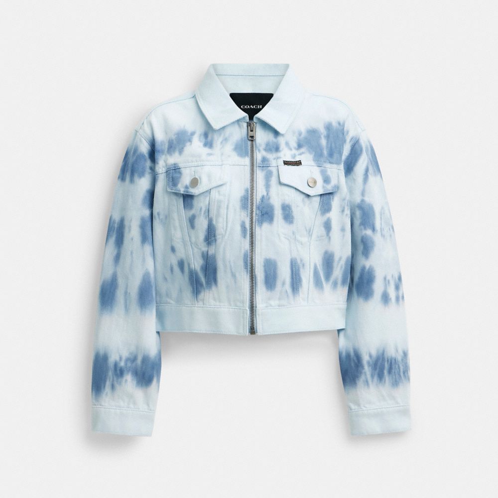 Blue Multi Coach Acid Wash Denim Jacket | COH865945
