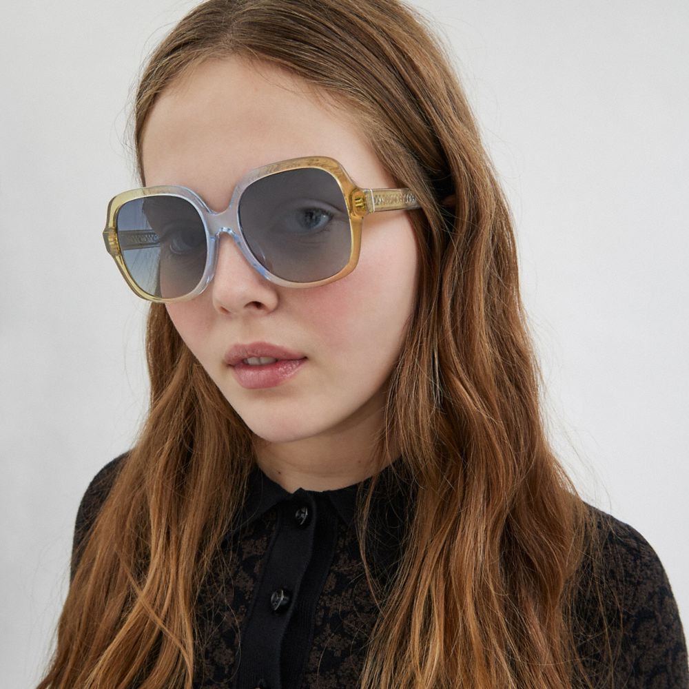 Blue Ombre Coach Signature Ombré Oversized Square Sunglasses | COH866332