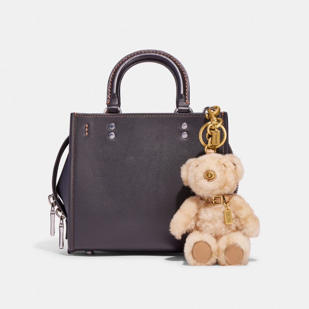 Brass/Beige Coach Bear Bag Charm In Signature Shearling | COH866435