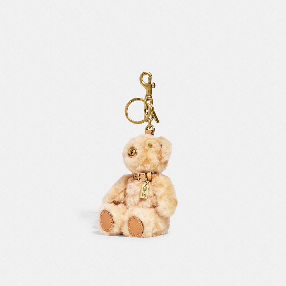 Brass/Beige Coach Bear Bag Charm In Signature Shearling | COH866435