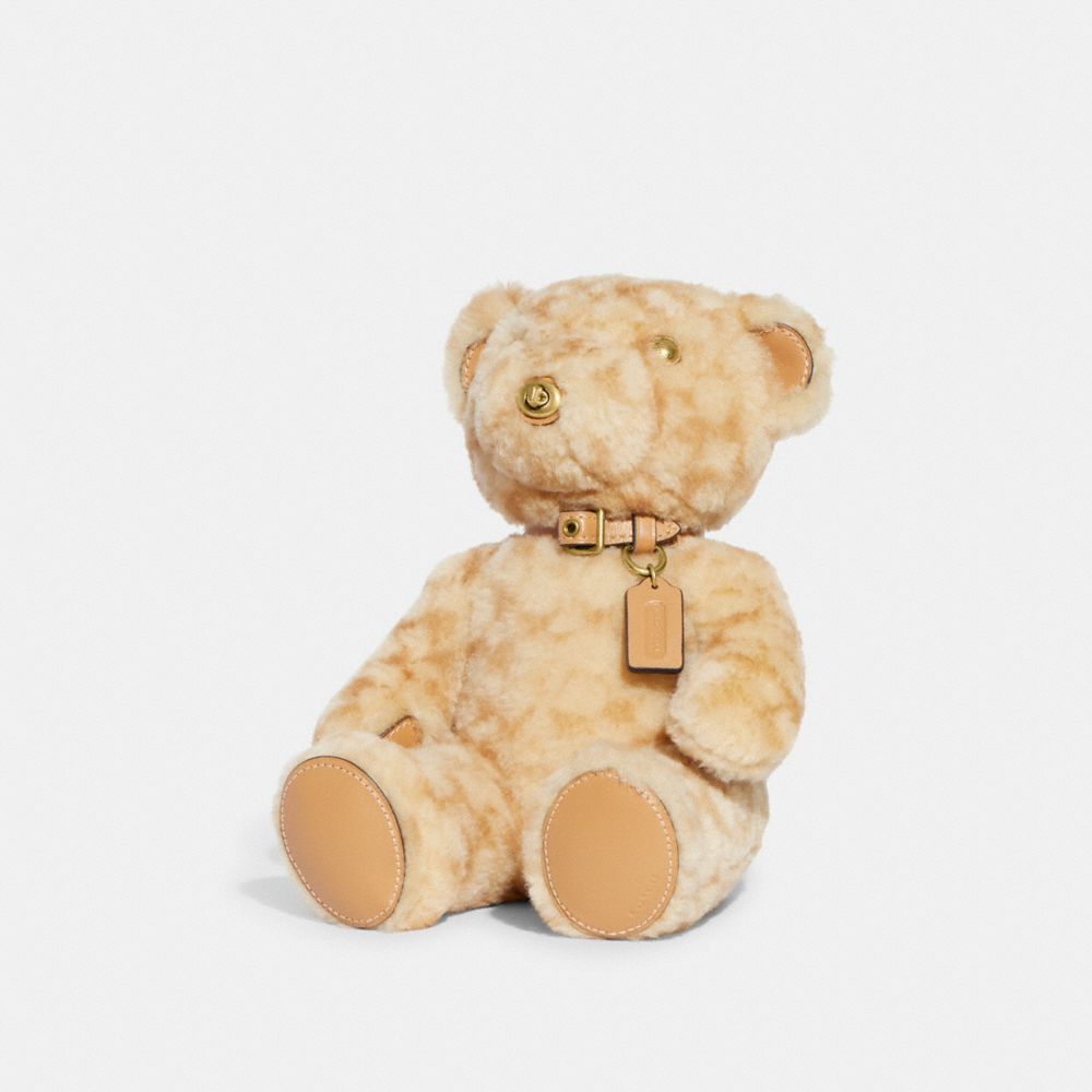 Brass/Beige Coach Bear Collectible In Signature Shearling | COH866432