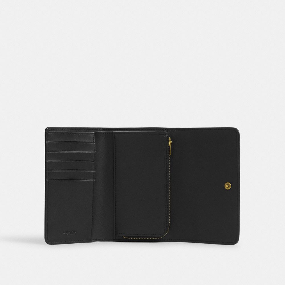 Brass/Black Coach Essential Medium Flap Wallet | COH865507