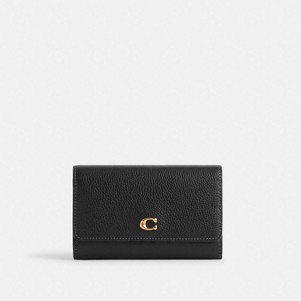 Brass/Black Coach Essential Medium Flap Wallet | COH865507