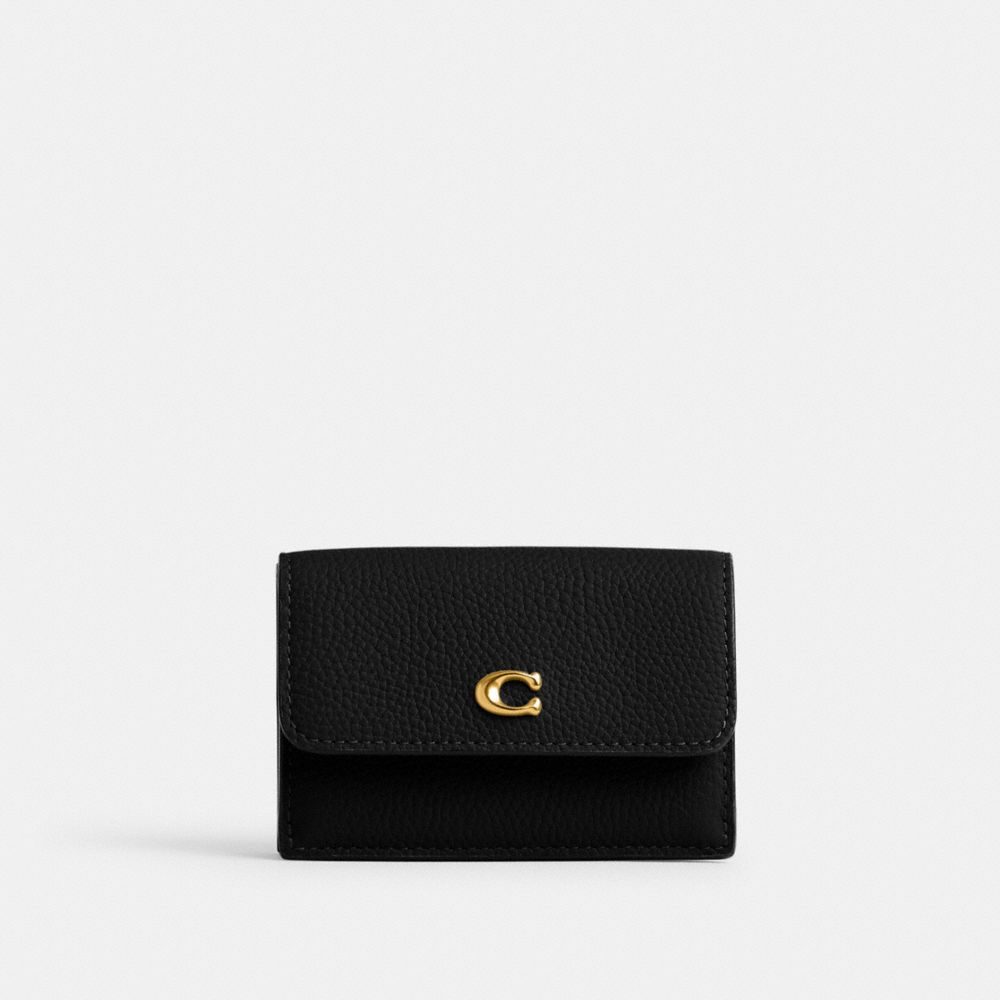 Brass/Black Coach Essential Mini Trifold Wallet | COH865556