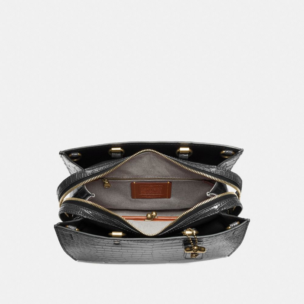 Brass/Black Coach Rogue Bag In Alligator | COH864885