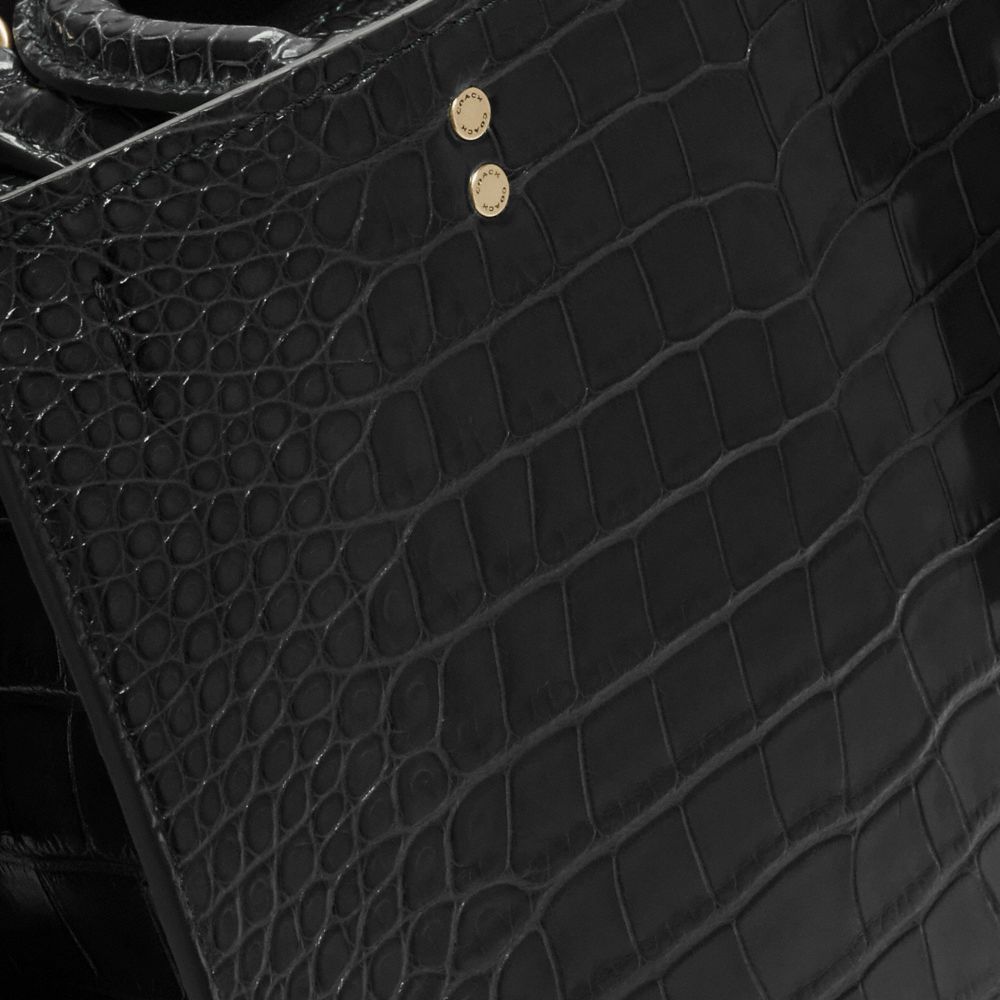 Brass/Black Coach Rogue Bag In Alligator | COH864885