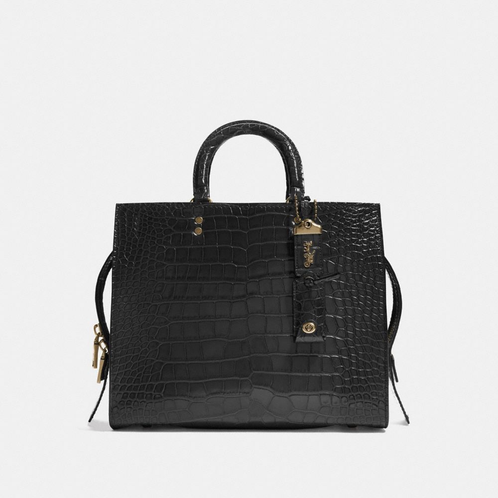 Brass/Black Coach Rogue Bag In Alligator | COH864885