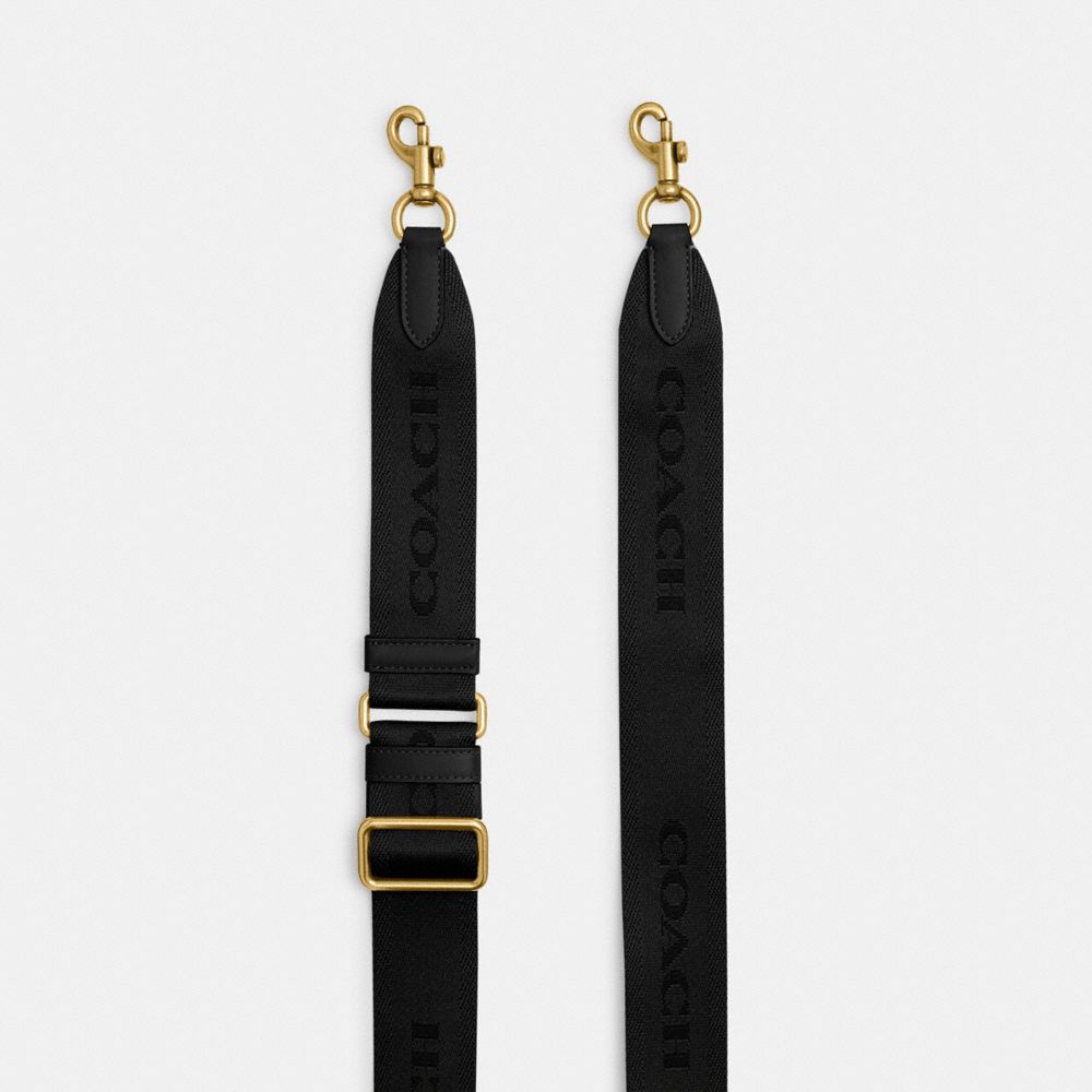 Brass/Black Coach Tonal Signature Webbing Strap | COH866431