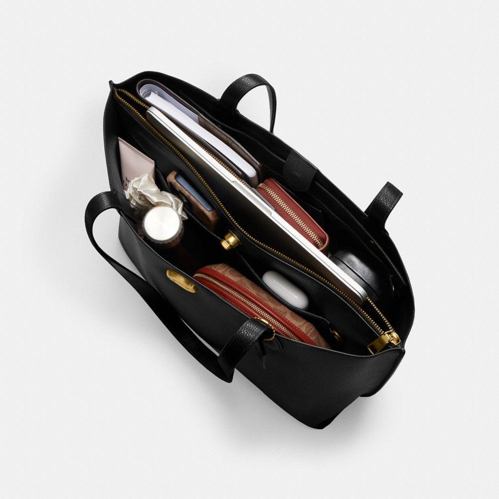 Brass/Black Coach Willow Work Tote 38 | COH865035