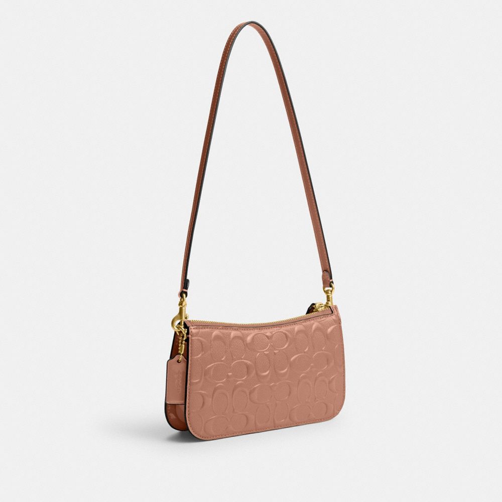 Brass/Cappuccino Coach Penn Shoulder Bag In Signature Leather | COH864806