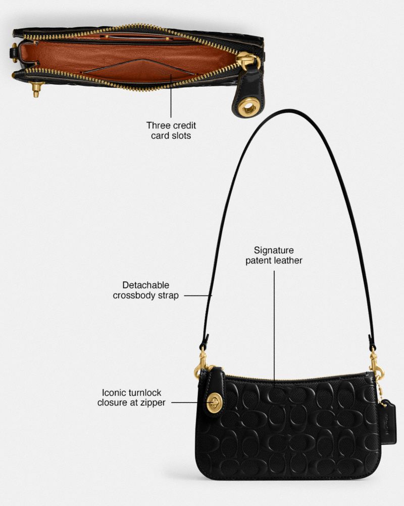Brass/Cappuccino Coach Penn Shoulder Bag In Signature Leather | COH864806