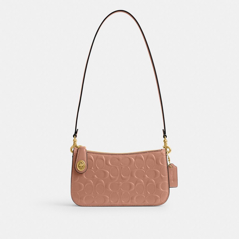 Brass/Cappuccino Coach Penn Shoulder Bag In Signature Leather | COH864806