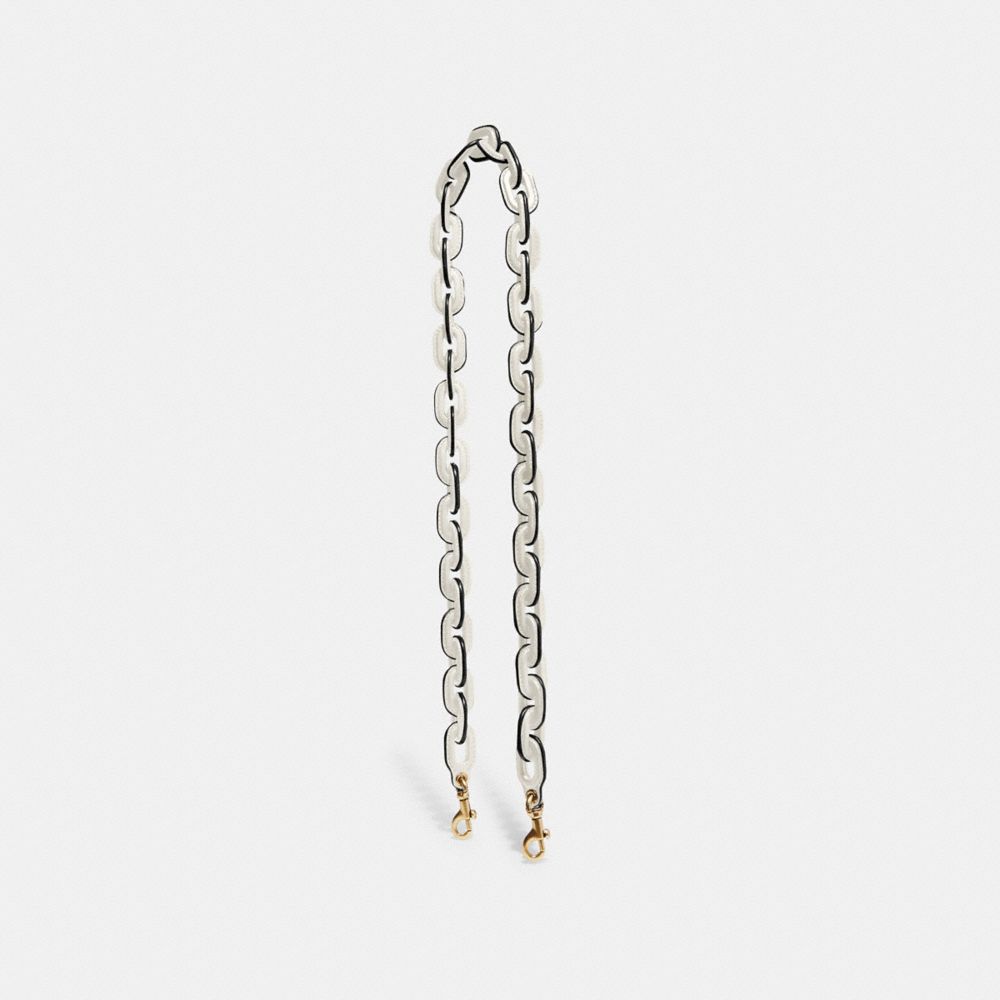 Brass/Chalk Coach Leather Covered Chain Strap | COH866434