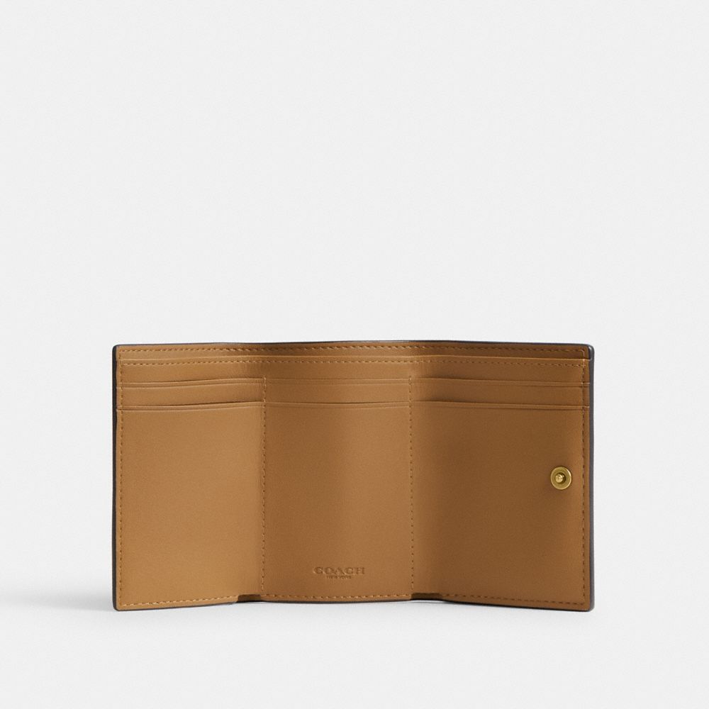 Brass/Chalk Multi Coach Essential Mini Trifold Wallet With Floral Print | COH865590