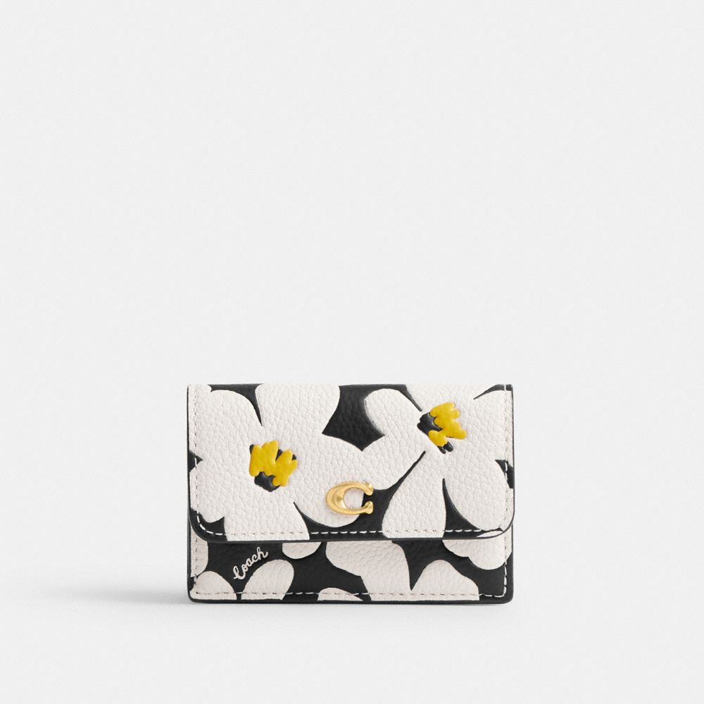 Brass/Chalk Multi Coach Essential Mini Trifold Wallet With Floral Print | COH865590