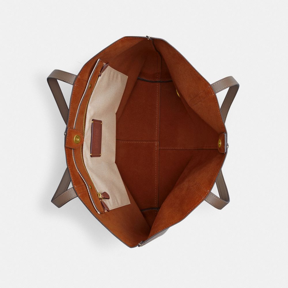 Brass/Dark Stone Coach North Tote | COH865099