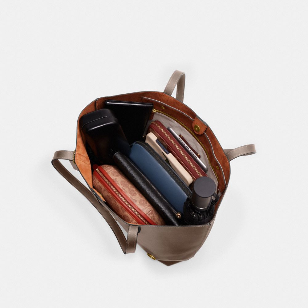 Brass/Dark Stone Coach North Tote | COH865099