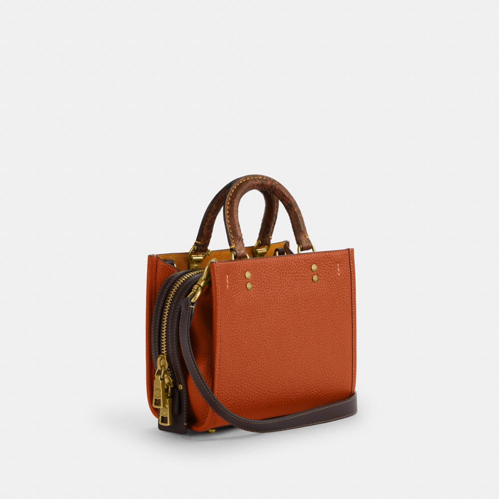 Brass/Ginger Coach Rogue 20 In Regenerative Leather With Snakeskin Detail | COH865173