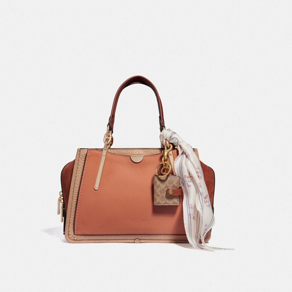 Brass/Khaki Coach Picture Frame Bag Charm In Signature Canvas | COH866462