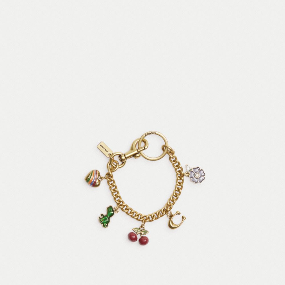 Brass/Multi Coach Motif Chain Bag Charm | COH866473