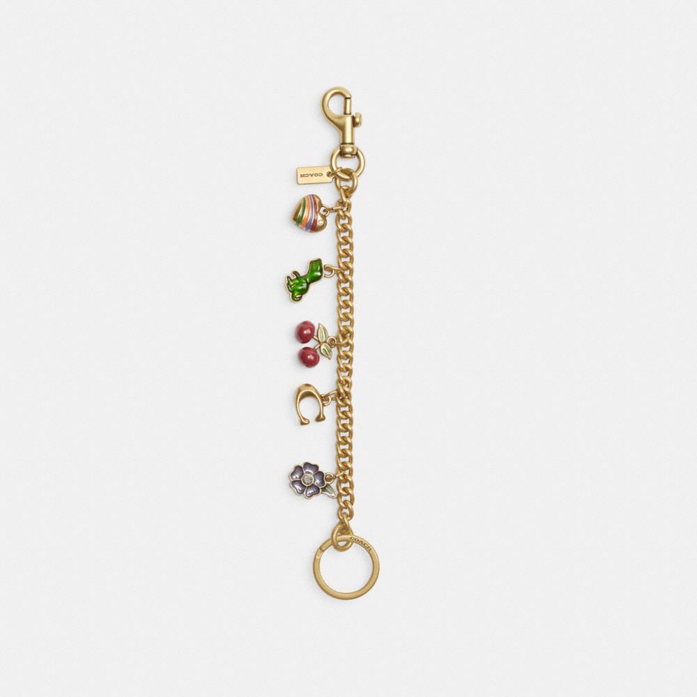 Brass/Multi Coach Motif Chain Bag Charm | COH866473