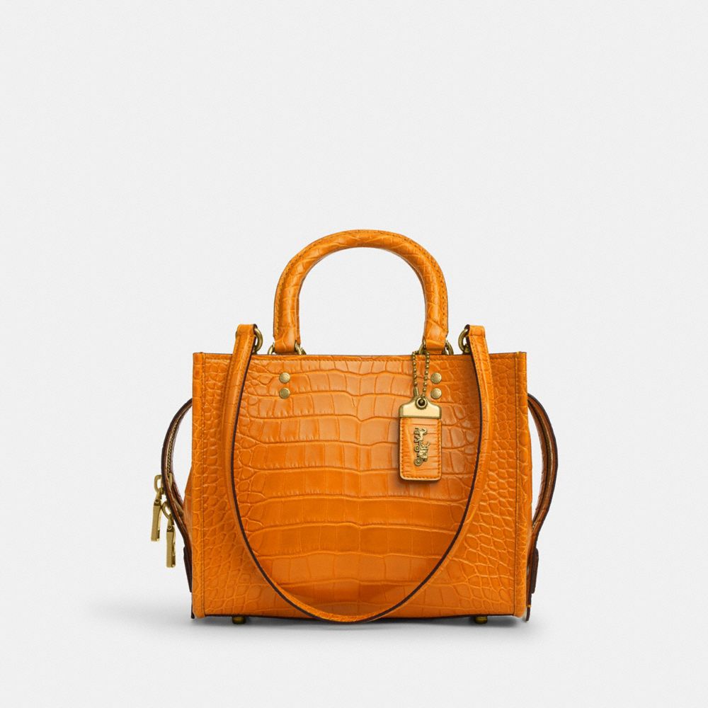 Brass/Orange Coach Rogue Bag 25 In Alligator | COH865120
