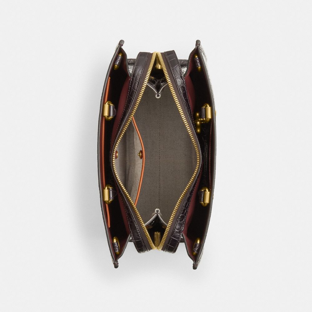 Brass/Oxblood Coach Rogue Bag In Alligator | COH865262