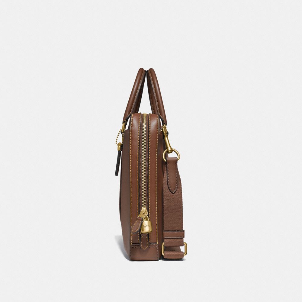 Brass/Saddle Coach Metropolitan Slim Brief | COH866525