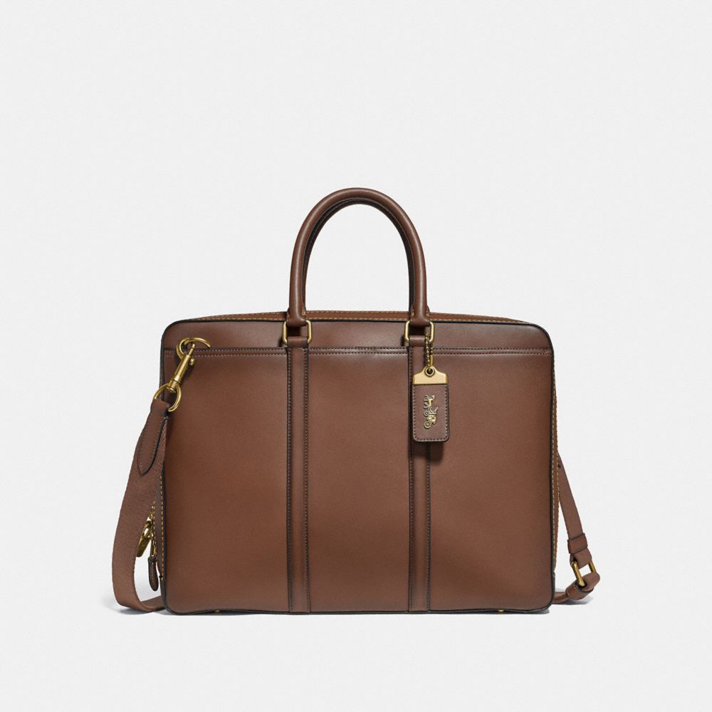 Brass/Saddle Coach Metropolitan Slim Brief | COH866525