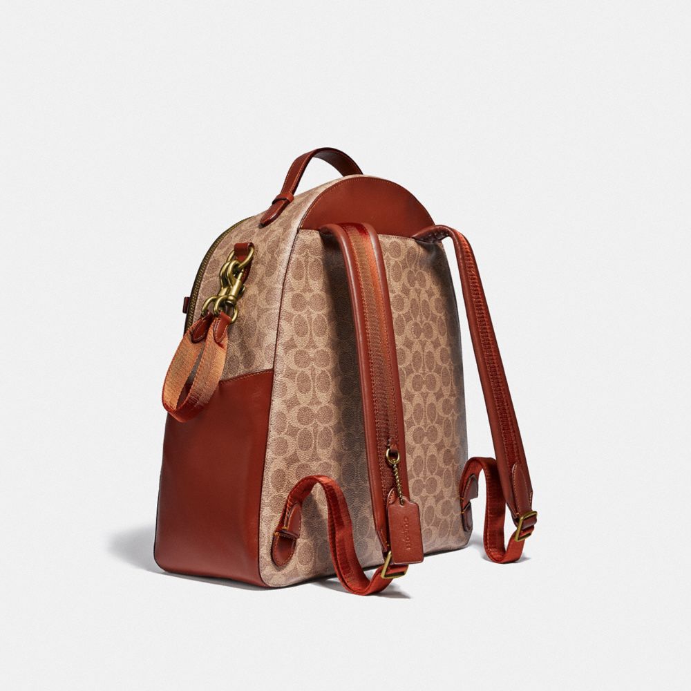 Brass/Tan/Rust Coach Baby Backpack In Signature Canvas | COH865469